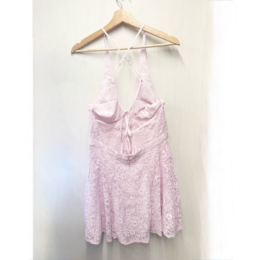NWT For Love & Lemons Carmela Mini Pink Lace Halter Dress, Size‎ Large - Picture 6 of 11